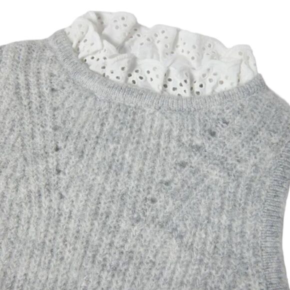 ZARA Kids | Gray Marl | COMBINATION KNIT SWEATER - Picture 2 of 5